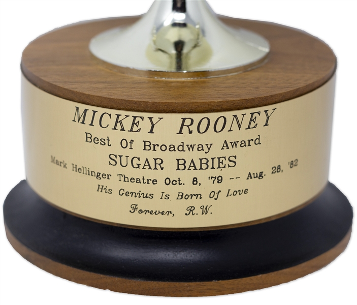 Mickey Rooney ''Best of Broadway Award'' for ''Sugar Babies'' -- Rooney's Broadway Debut That Revitalized His Career -- Directly From the Mickey Rooney Estate